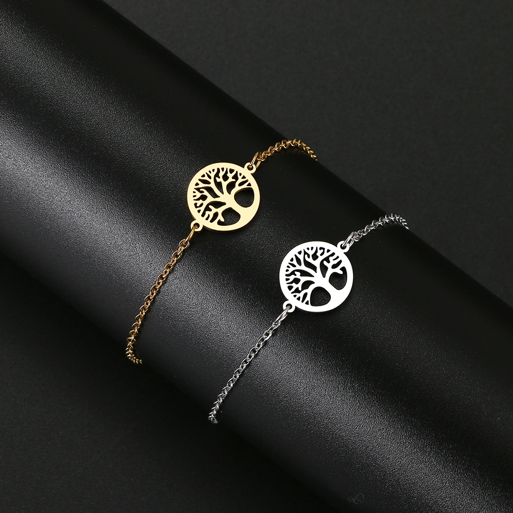 Geometric Round Hollow Tree Of Life Bracelet