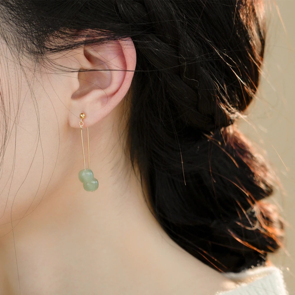 Natural Hotan Jade Light Luxury Small Earrings