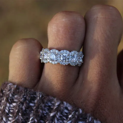 European And American Wedding Engagement Silver Rings