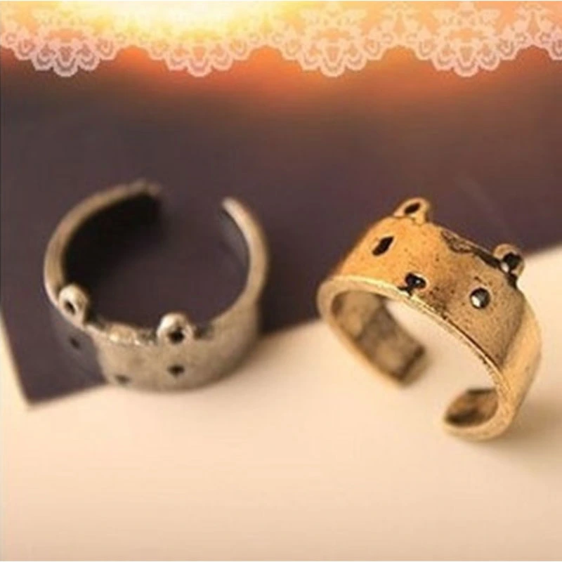 Alloy Geometric Bear Ring Opening Adjustable