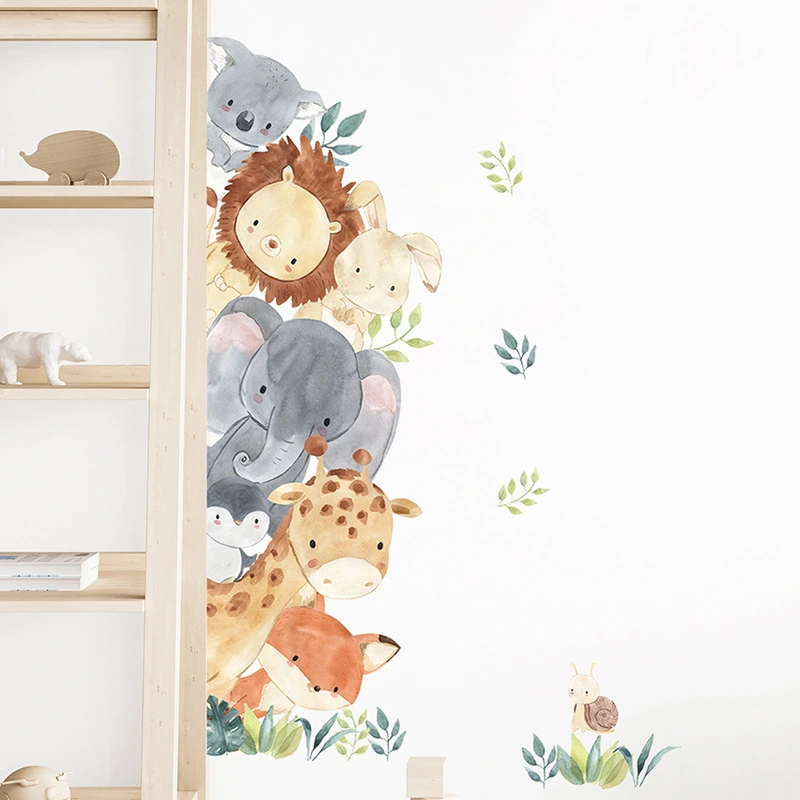 Cartoon Cute Animal Elephant Giraffe Wall Sticker