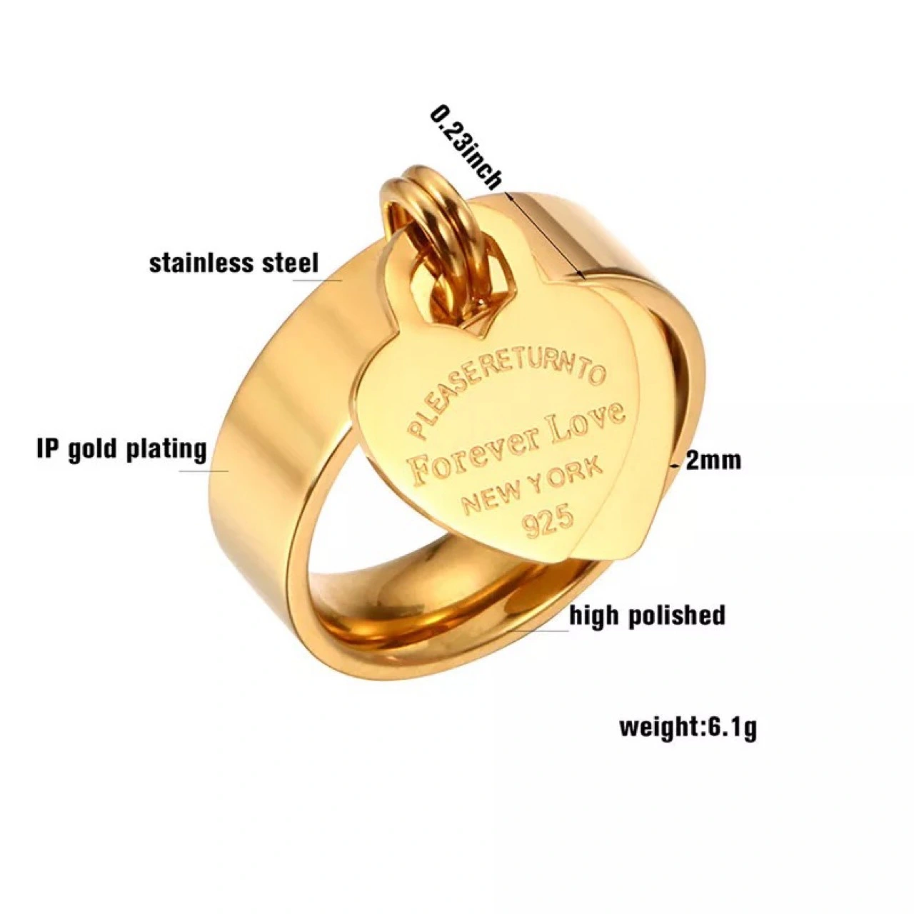Men's And Women's Fashion Letters Peach Heart Ring Bracelet
