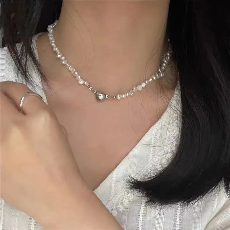 Baroque Natural Pearl Necklace Women's Love