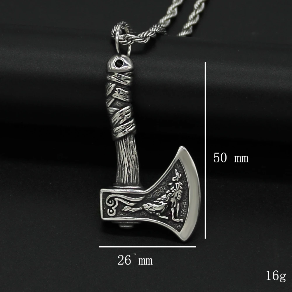 Double Sided Axe Necklace Odin Legend Titanium Steel Chain