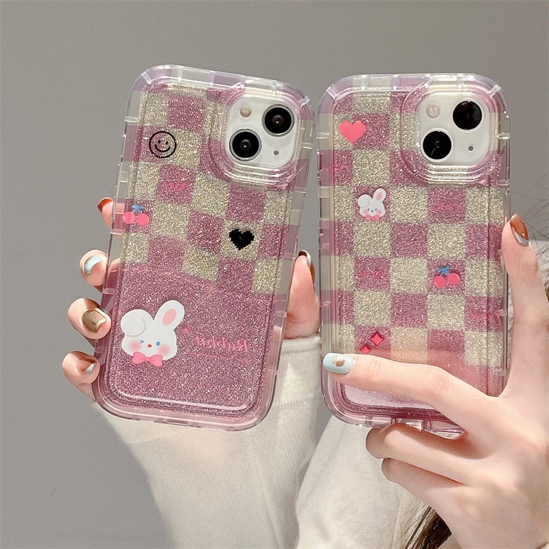 Korean-style Print Rabbit With Sequin Phone Case