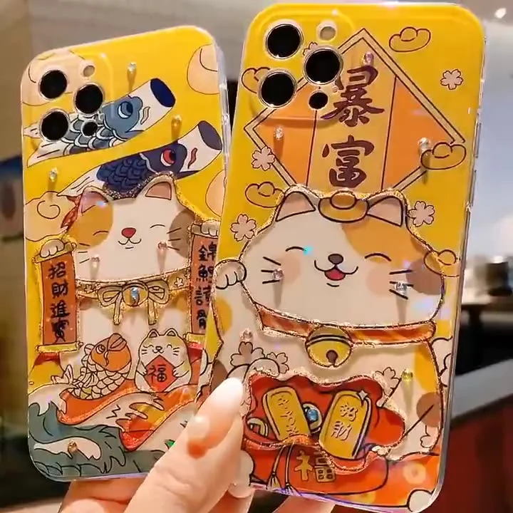 Zhaocai Cat Adhesive Mobile Phone Case