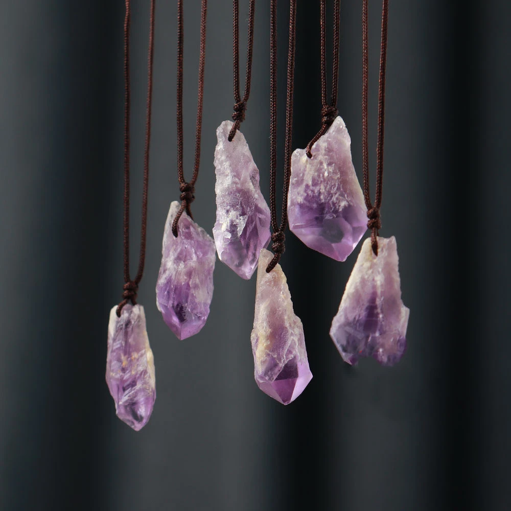 Natural Brazilian Amethyst Original Stone Backbone Necklace