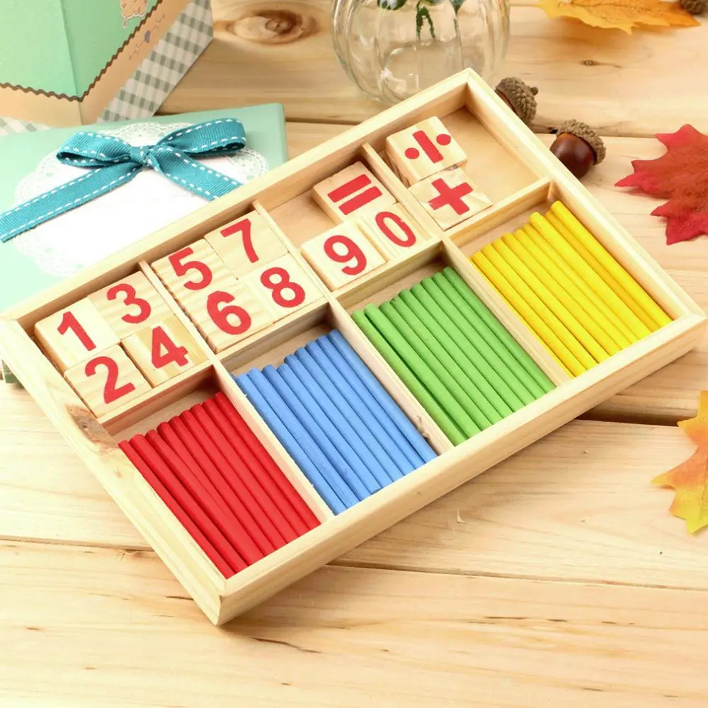  Math Manipulatives Wooden Counting Sticks Intelligence Montessori Math Wooden Color Calculation Education Enlightenment Toy