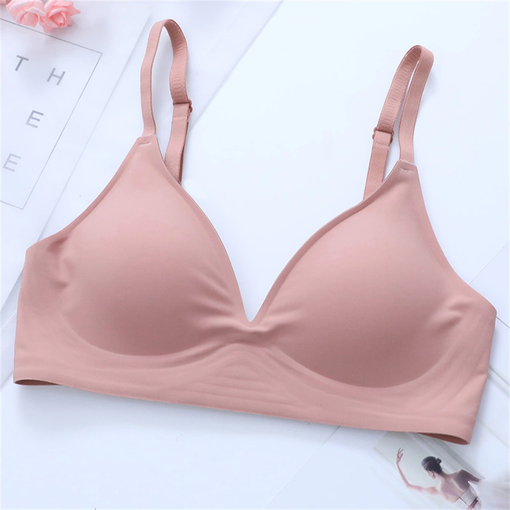 Korean Naked Extended Bra Set Ladies' Traceless Rim-free Underwear Thickened Small Breasts Gathering