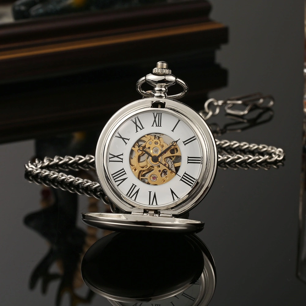 Double-open Two-sided Light Vintage Flip Mechanical Pocket Watch