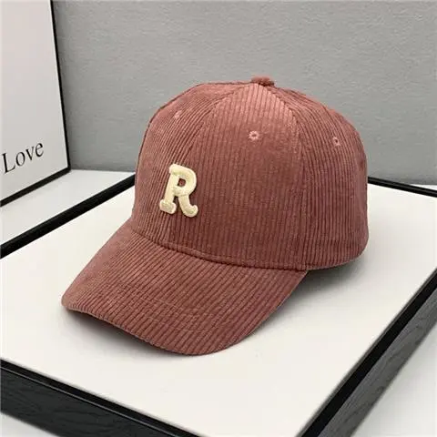 Fashion Corduroy Baseball Cap Ladies Letter R Snapback Hat