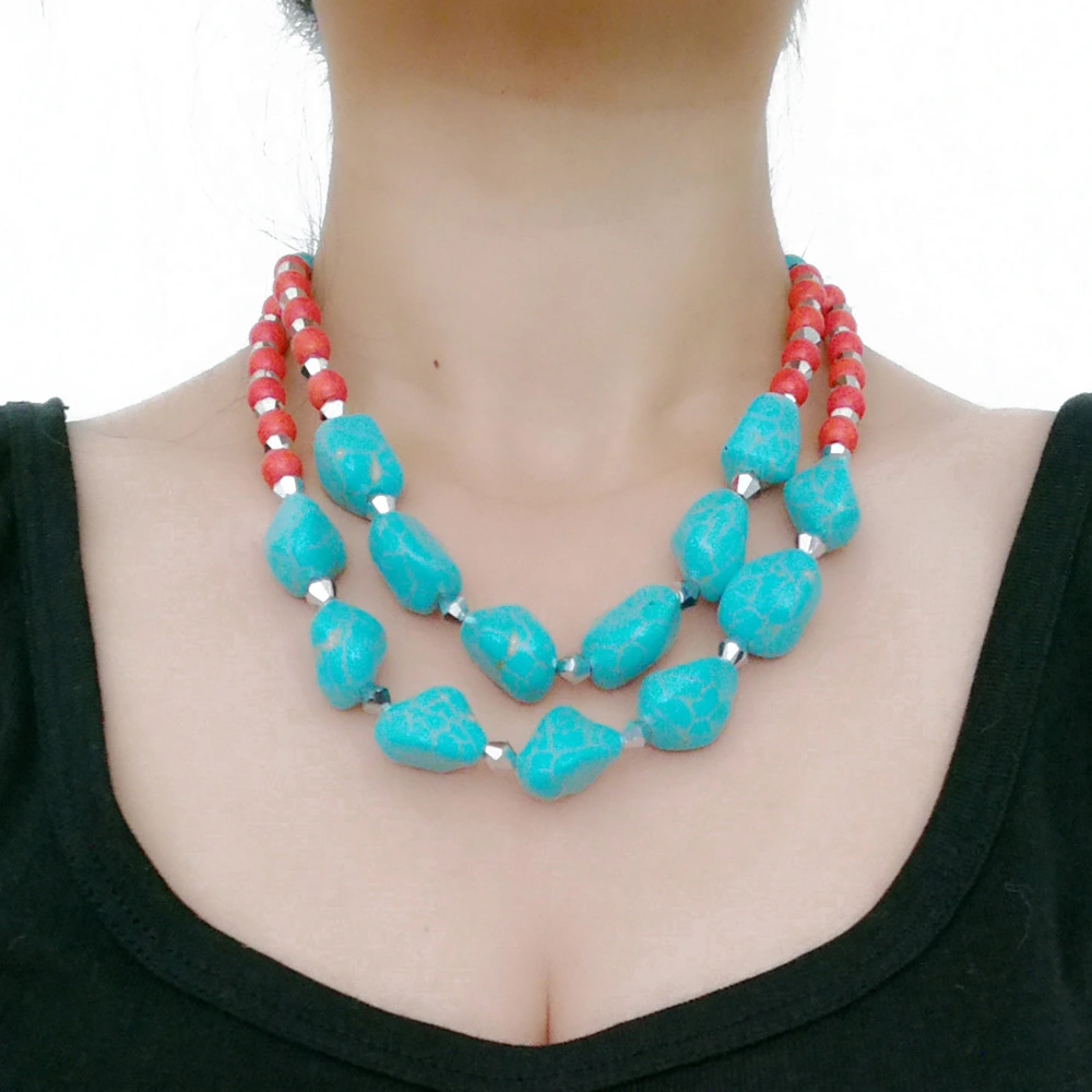 Multi-layer Turquoise Exaggerated Vintage Clavicle Chain Necklace