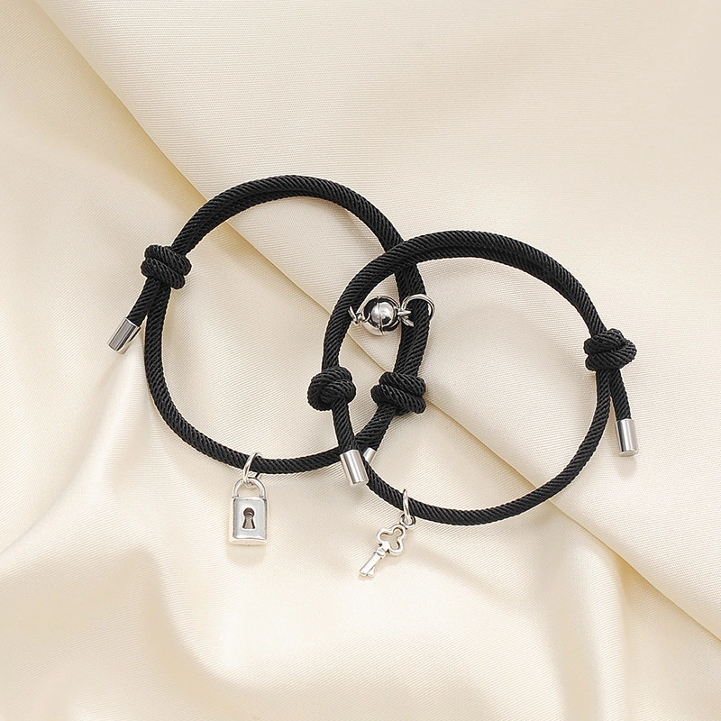 Alloy Key Lock Magnet Attracts Couple Bracelet Jewelry