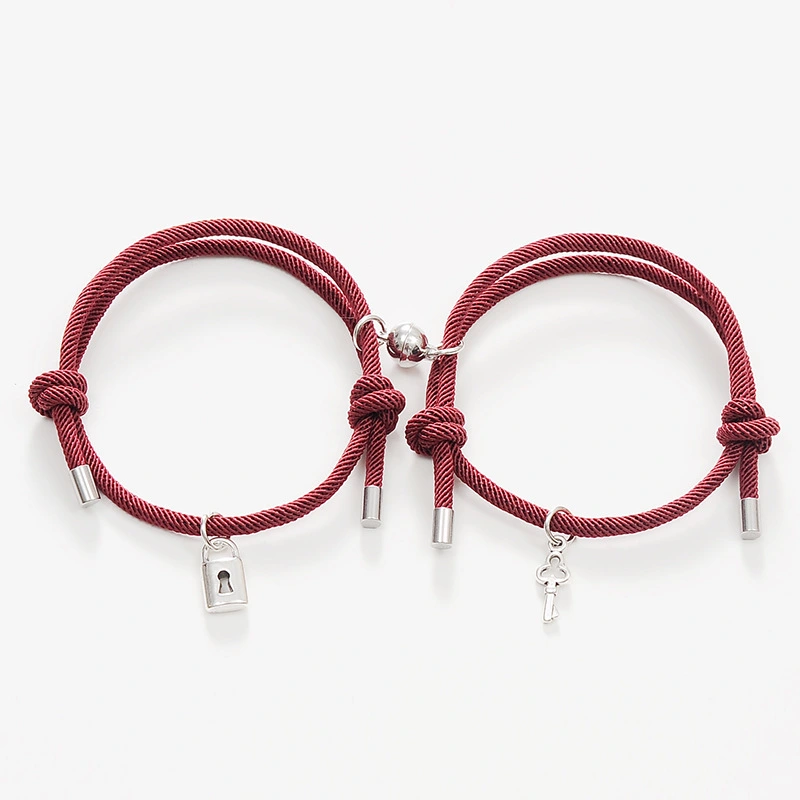 Alloy Key Lock Magnet Attracts Couple Bracelet Jewelry