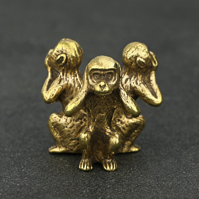 Antique Play Collectibles Pure Copper Three Non-monkey Home Decorations