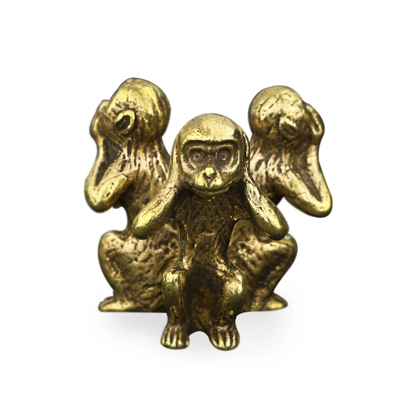 Antique Play Collectibles Pure Copper Three Non-monkey Home Decorations