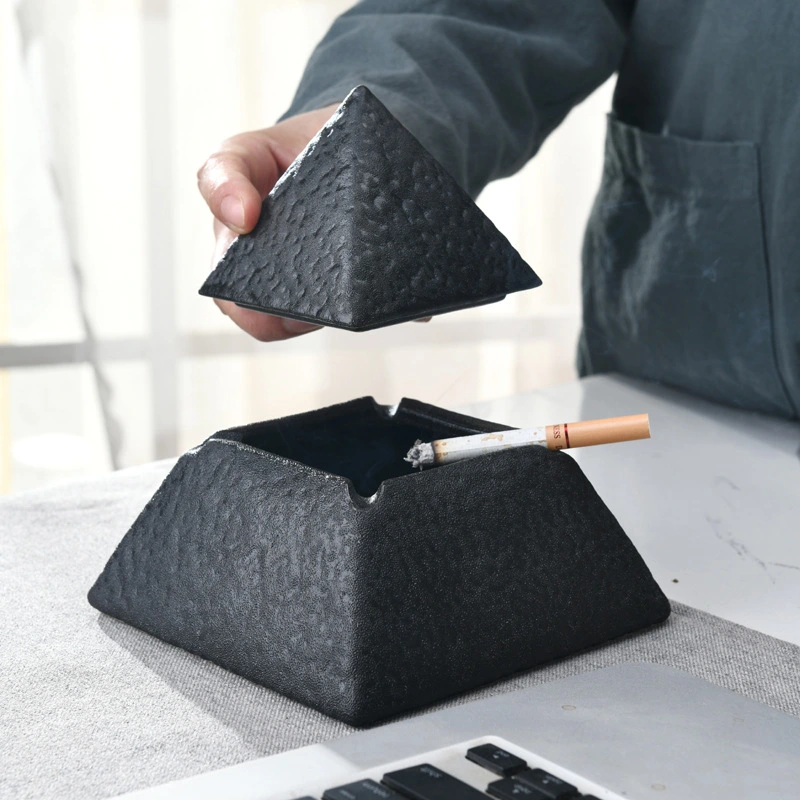 Ceramic Pyramid Ashtray With Lid Trendy Living Room Office Ornaments