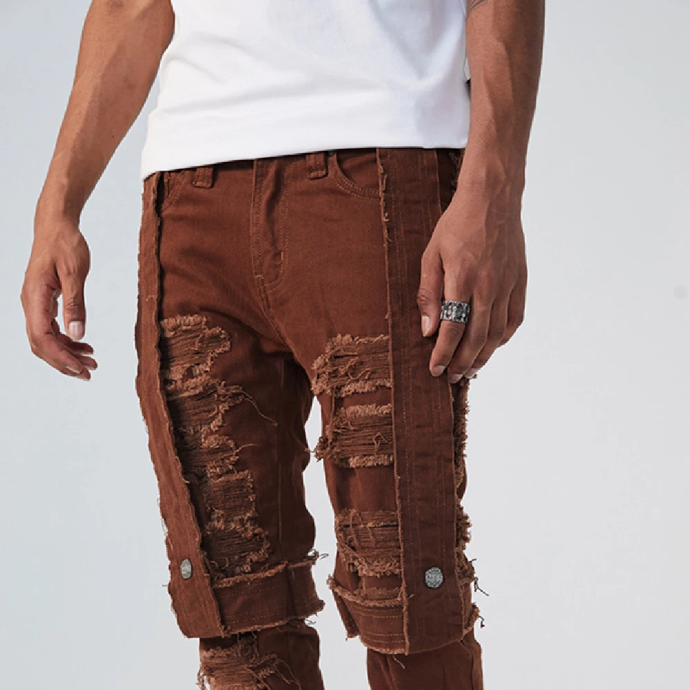 Strap Raw Edge Jeans Hip-hop Street