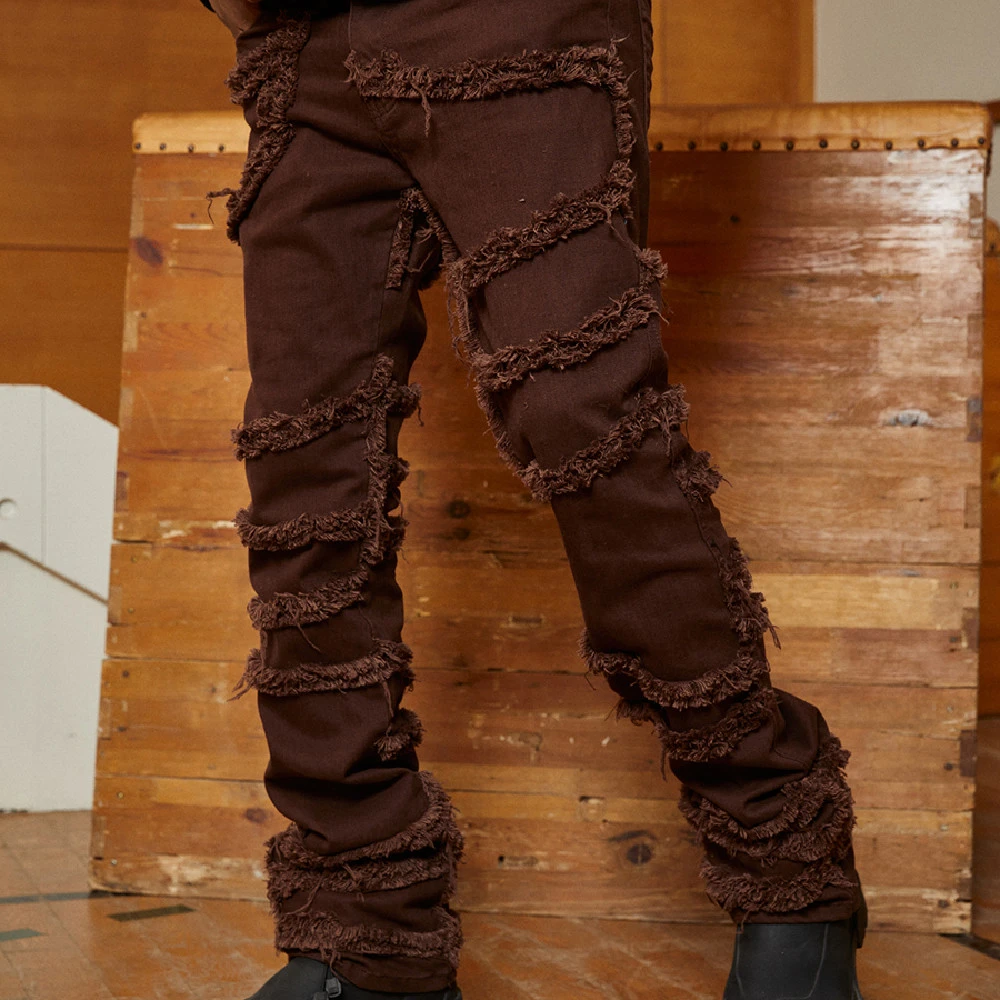 Hip-hop Raw Hem Jeans Street Slim Micro Flared Pants