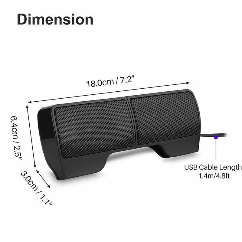 USB Clip Screen Mini Desktop Portable 2 Stereo