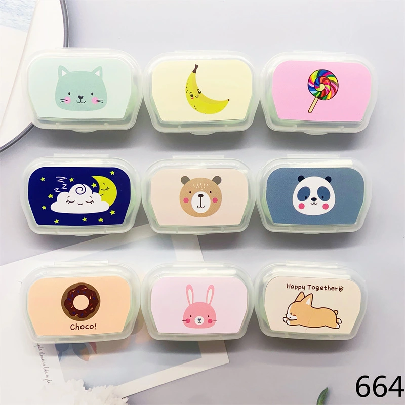 Cartoon Color Contact Lenses Companion Box With Mirror