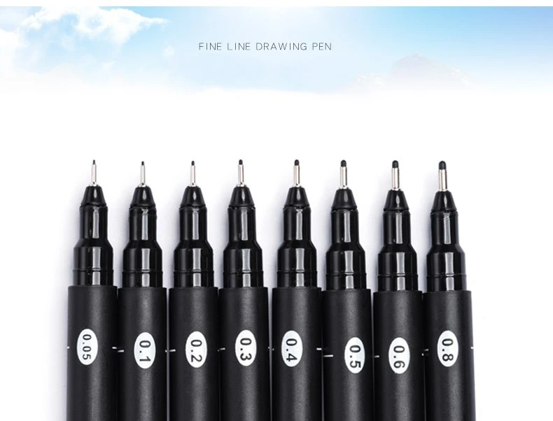 Needle Pen Drawing Color Student Use Set Waterproof Black Comic Tracing Hook