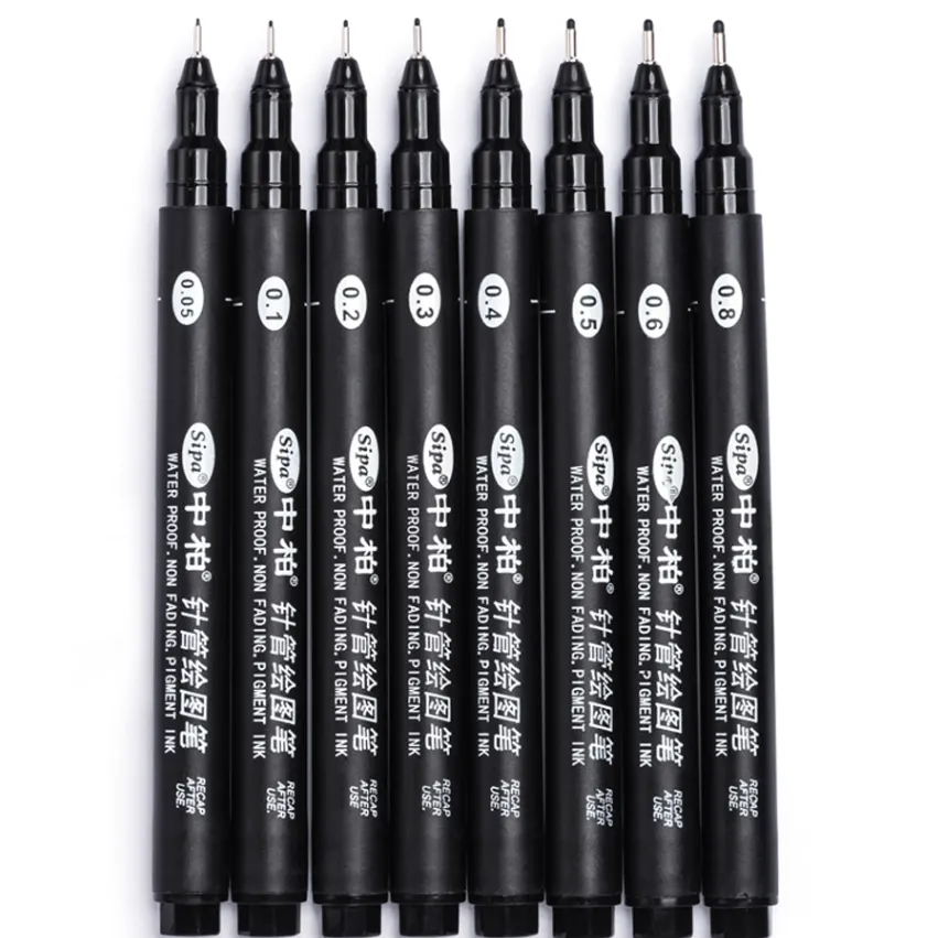 Needle Pen Drawing Color Student Use Set Waterproof Black Comic Tracing Hook