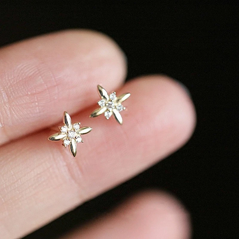 14K Yellow Gold Plated Sterling Silver Stud Earrings