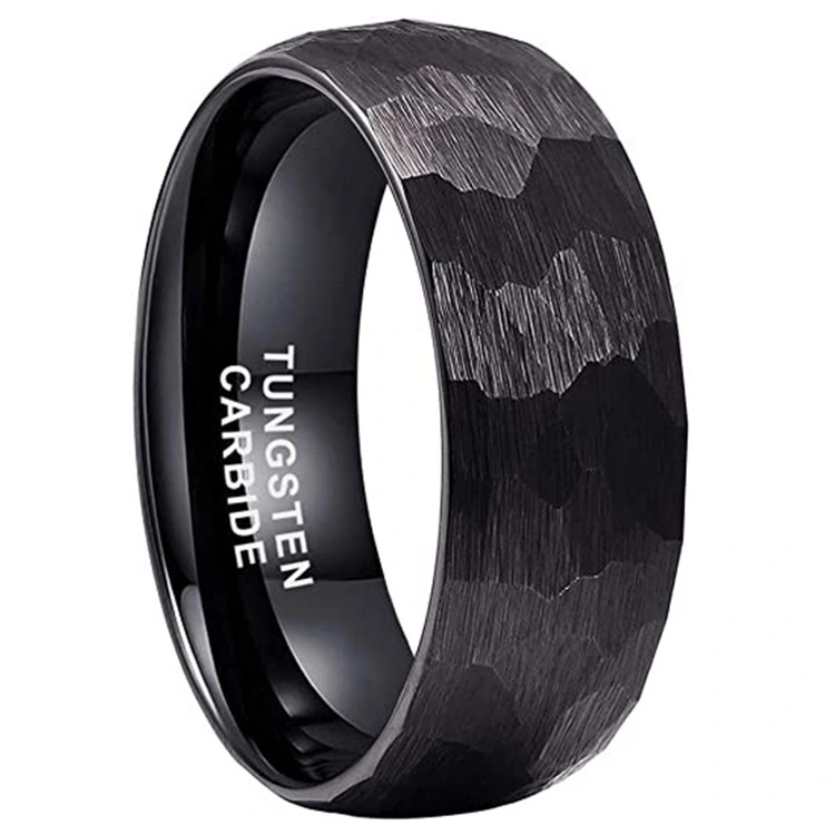 Size 6to13 Men's Hammer Pattern Tungsten Steel Ring