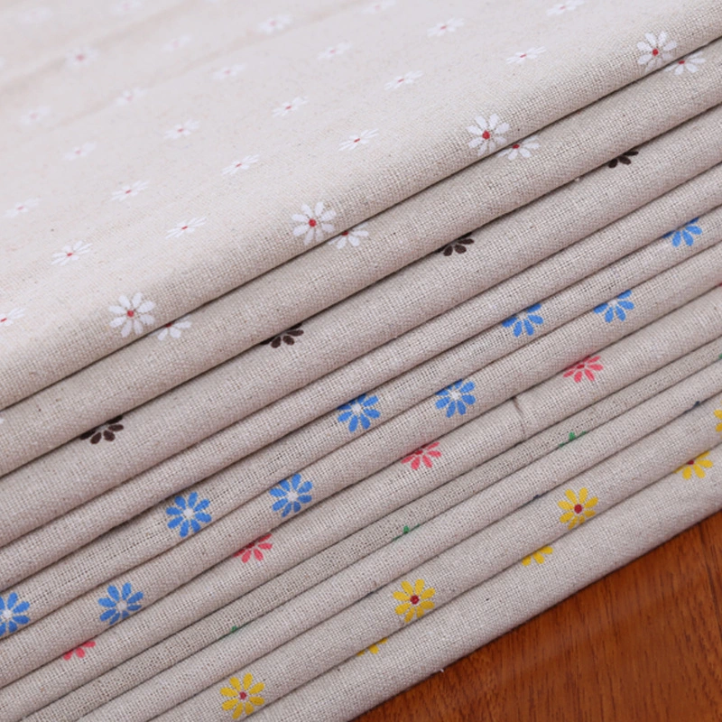 Small Daisy Printed Cotton And Linen Blended Fabric