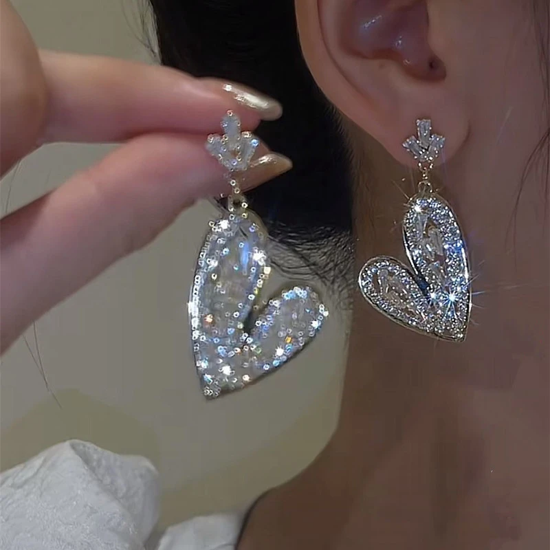 Love Full Diamond Crystal Earrings Fashion Temperament