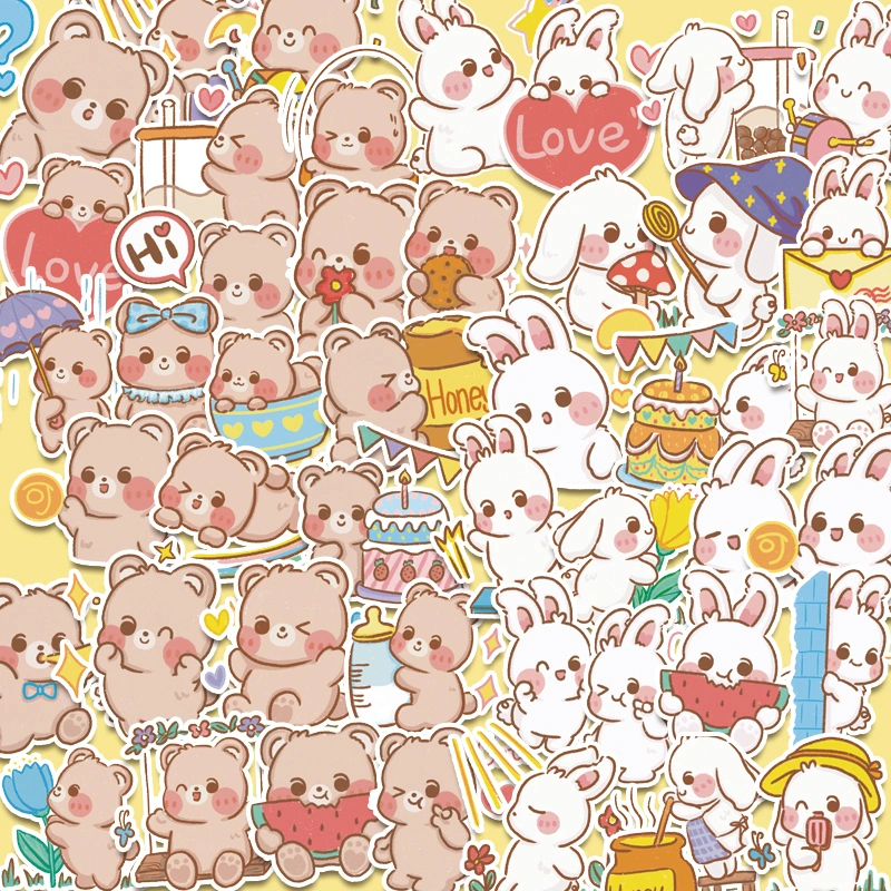 Unique Cute Rabbit And Bear Stickers