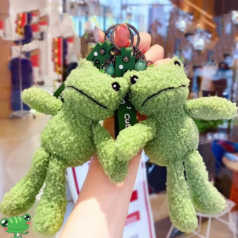 Green Plush Frog Doll Keychain Pendant