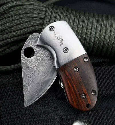 New Mini Damascus Steel Folding Knife