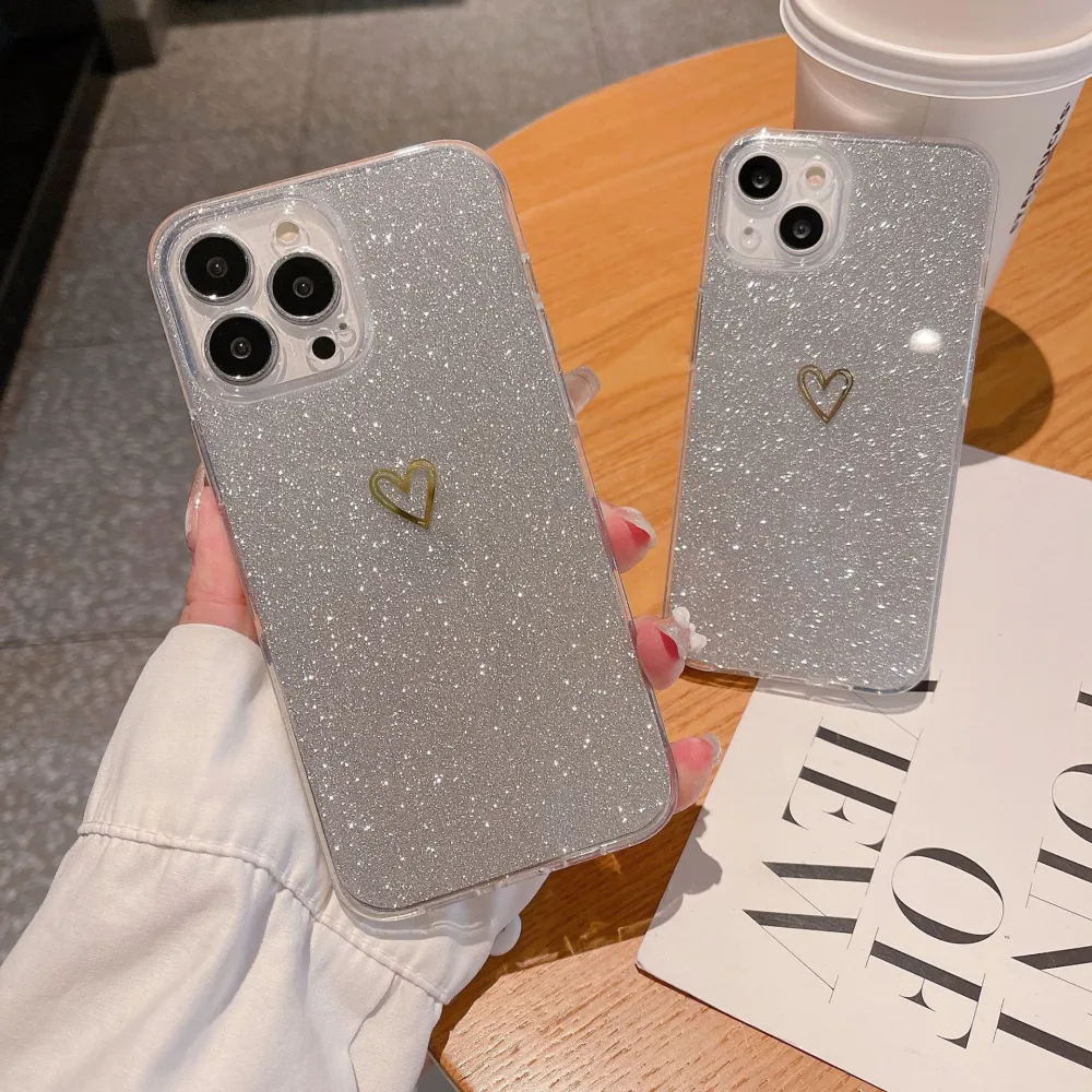 Glitter Plated Love Phone Case Protective Cover