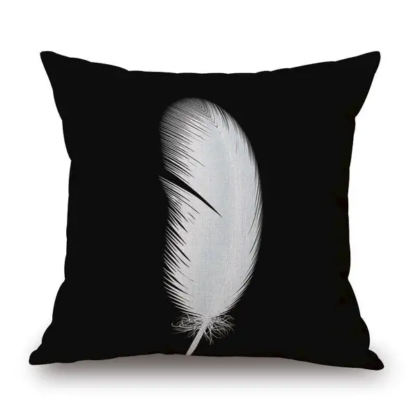 Feather Printed Linen Pillowcase