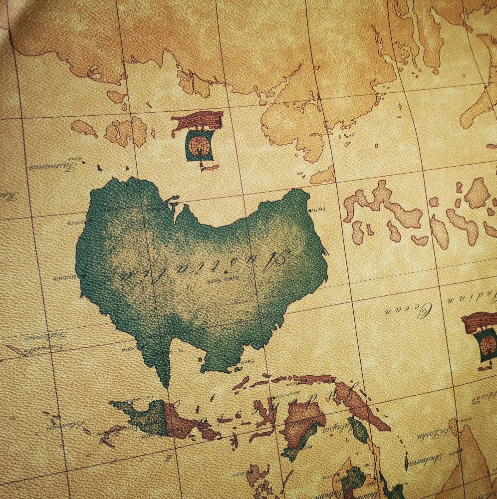 World Map PVC Leather Fabric