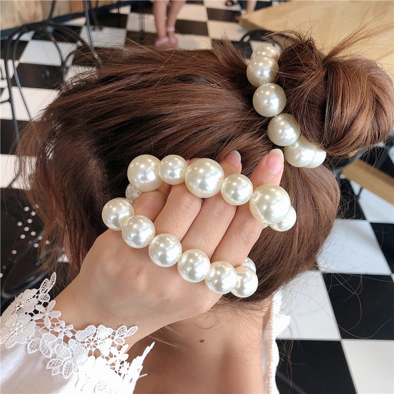 Pearl Head Rope Hair Tie All-Match Bead Decoration Rubber Band Bracelet