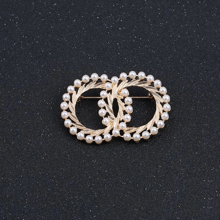 Popular Double Ring Brooch Elegance Retro Alloy Brooch