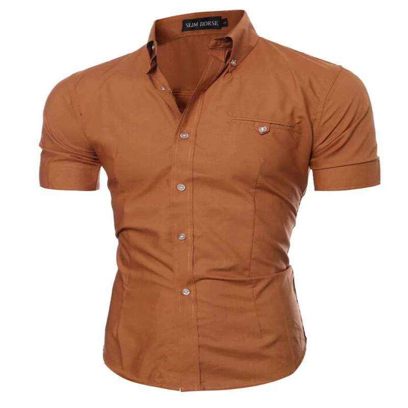 Men's Shirt Short Sleeve Casual Slim Fitness Shirt