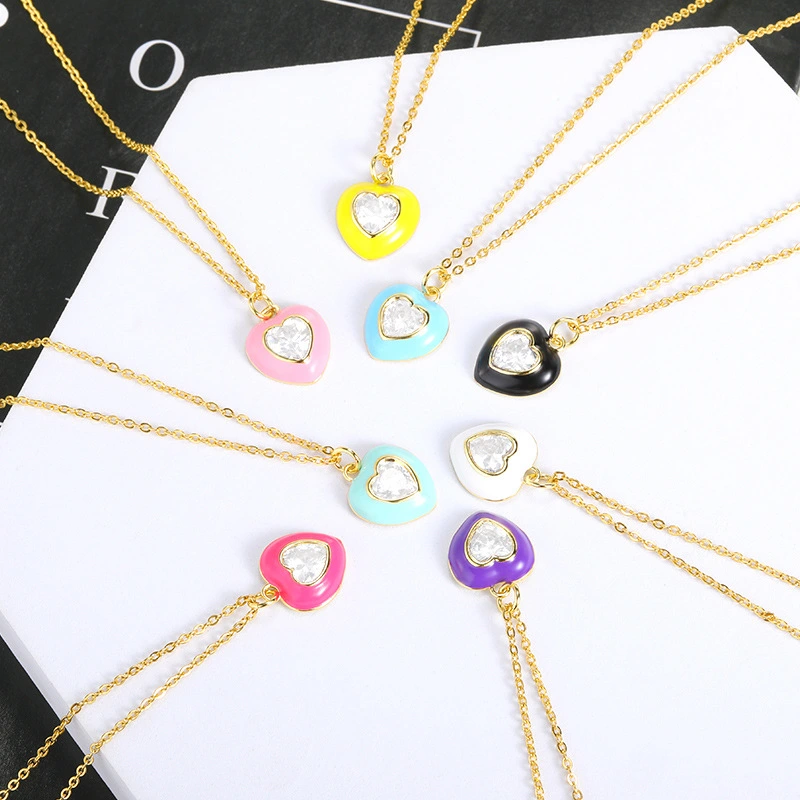 Micro-inlaid Zircon Color Oil Drop Necklace