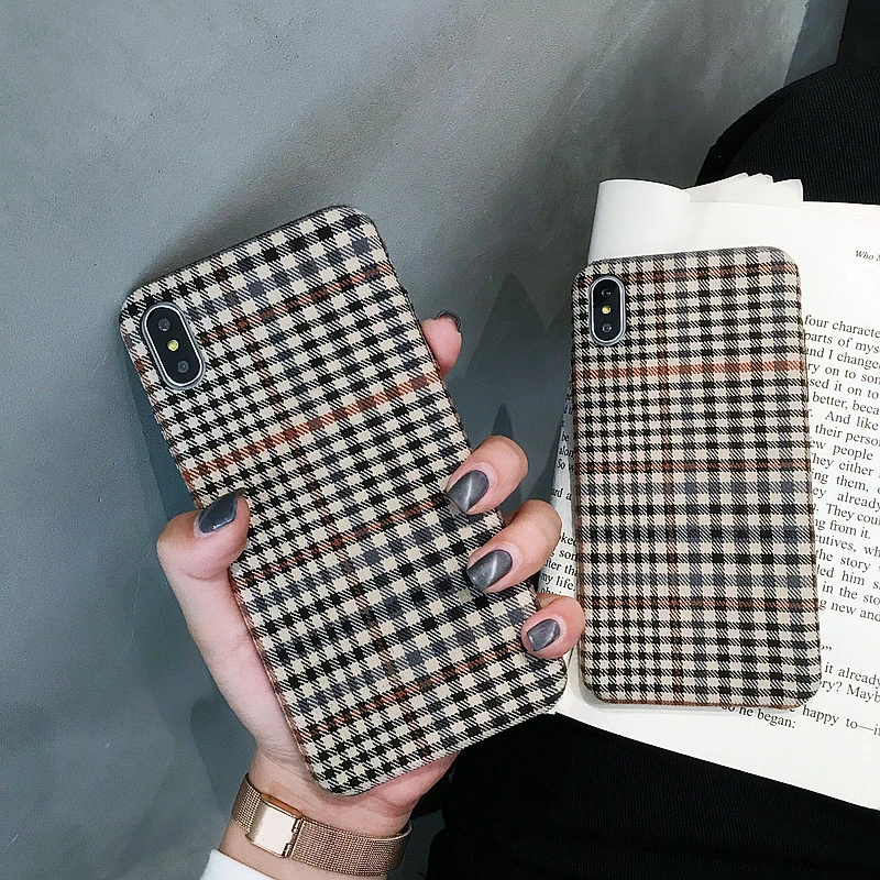 Fabric Plaid Material Mobile Phone Case Fall-proof