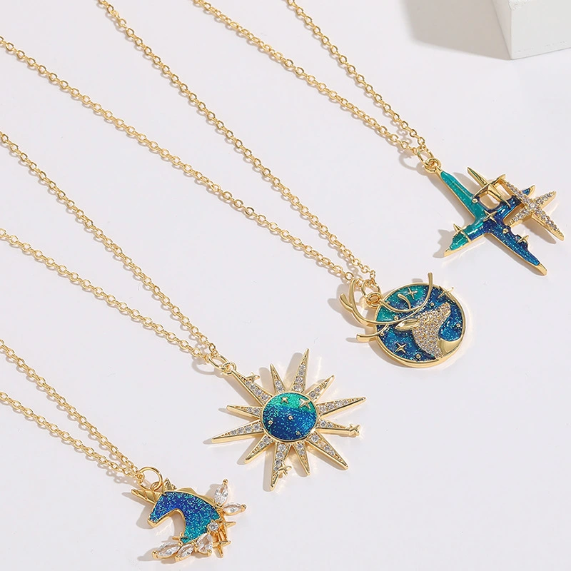 Sun Star Oil Drop Zircon Necklace