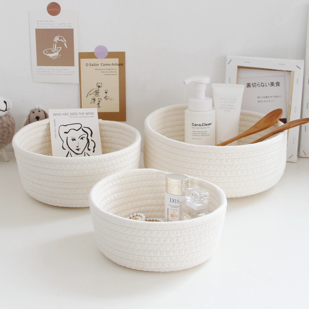 Hand-woven Cotton Thread Storage Basket In Snack Porch