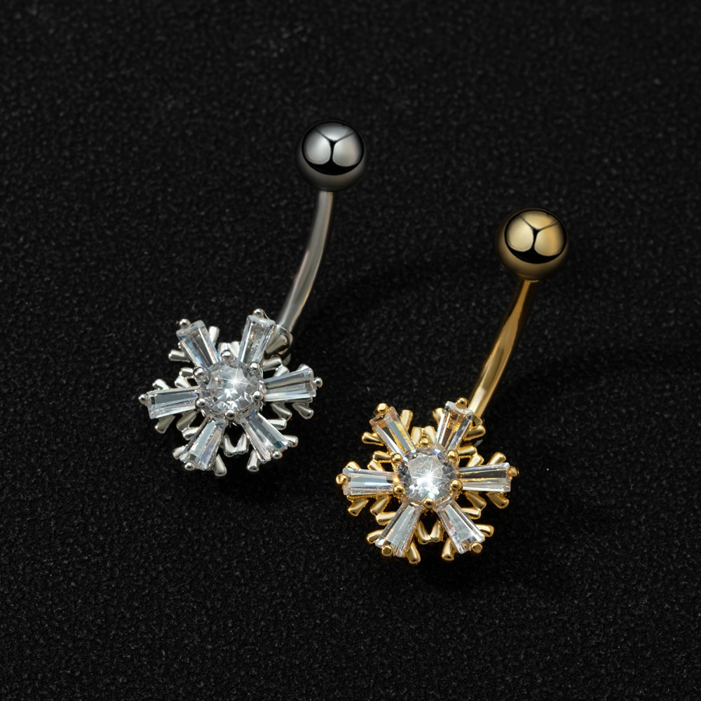 Nail Snowflake Zircon Navel Ring