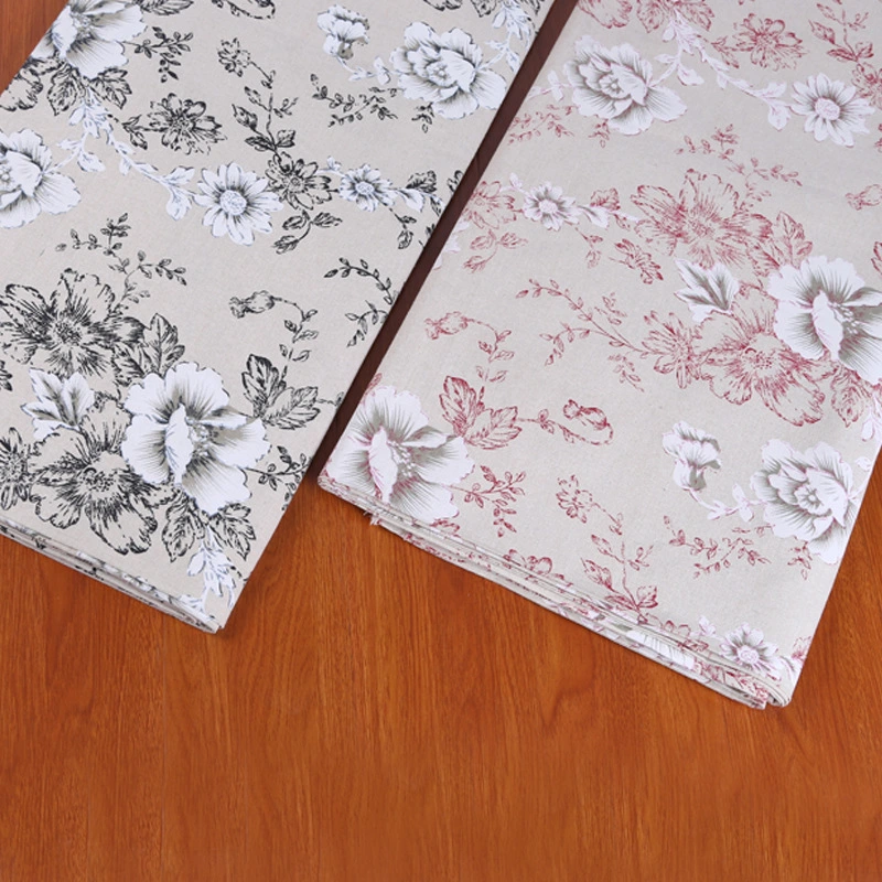 Chinese Style Peony Printed Cotton And Linen Fabric