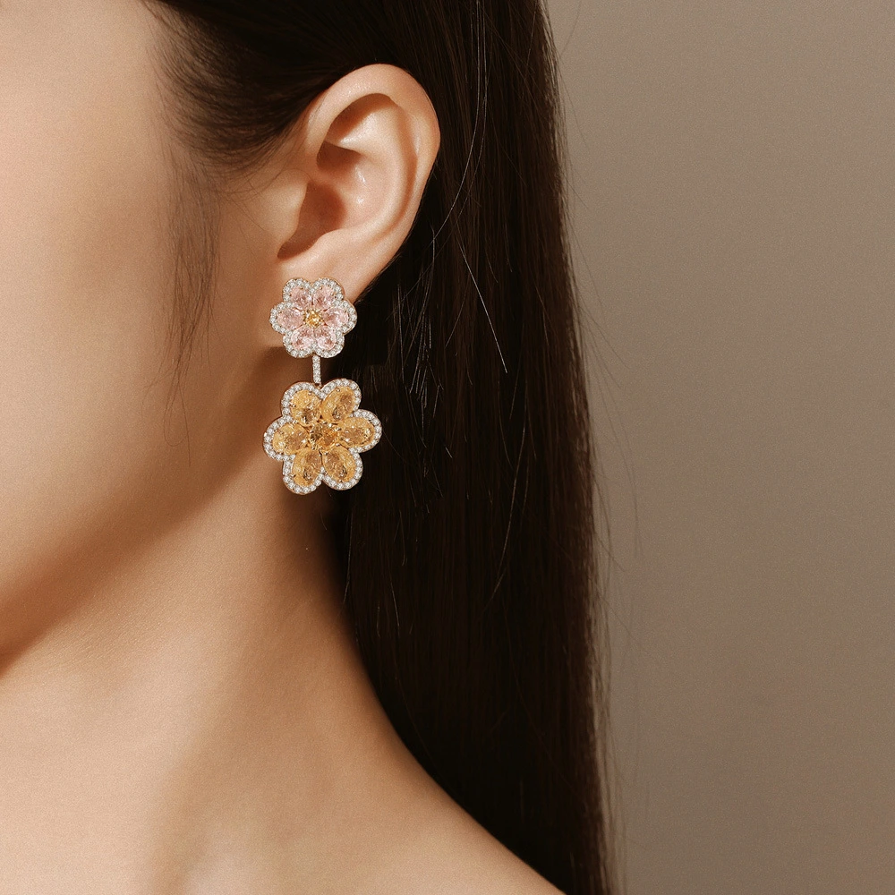 Double Flower Exquisite Light Luxury Earrings