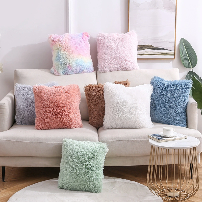 Nordic Sea Velvet Solid Color Throw Pillow Office Home Cushion