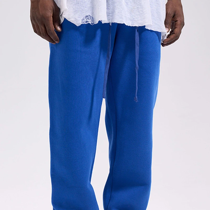 High-street Fleece Drawstring Peplum Solid Color Men's Pants