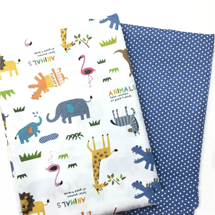 Cartoon Savannah Animals Cotton Twill